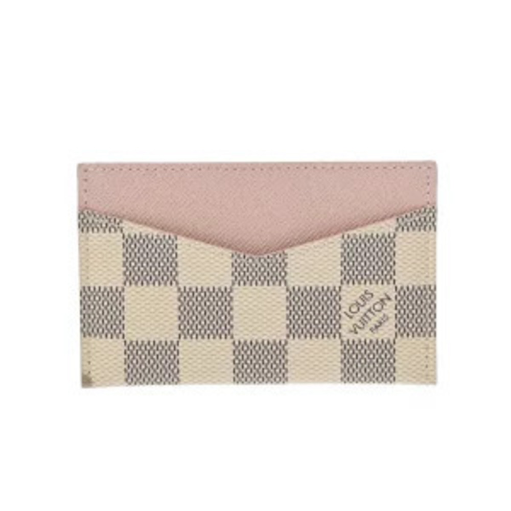 Louis Vuitton Damier Azur White Portecarte Rose Pink Ballerine Canvas Card Case